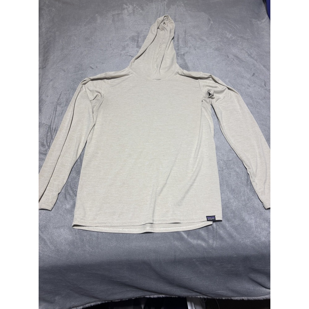 Patagonia Shirt Mens Medium Beige Capilene Cool Daily Hooded Long Sleeve